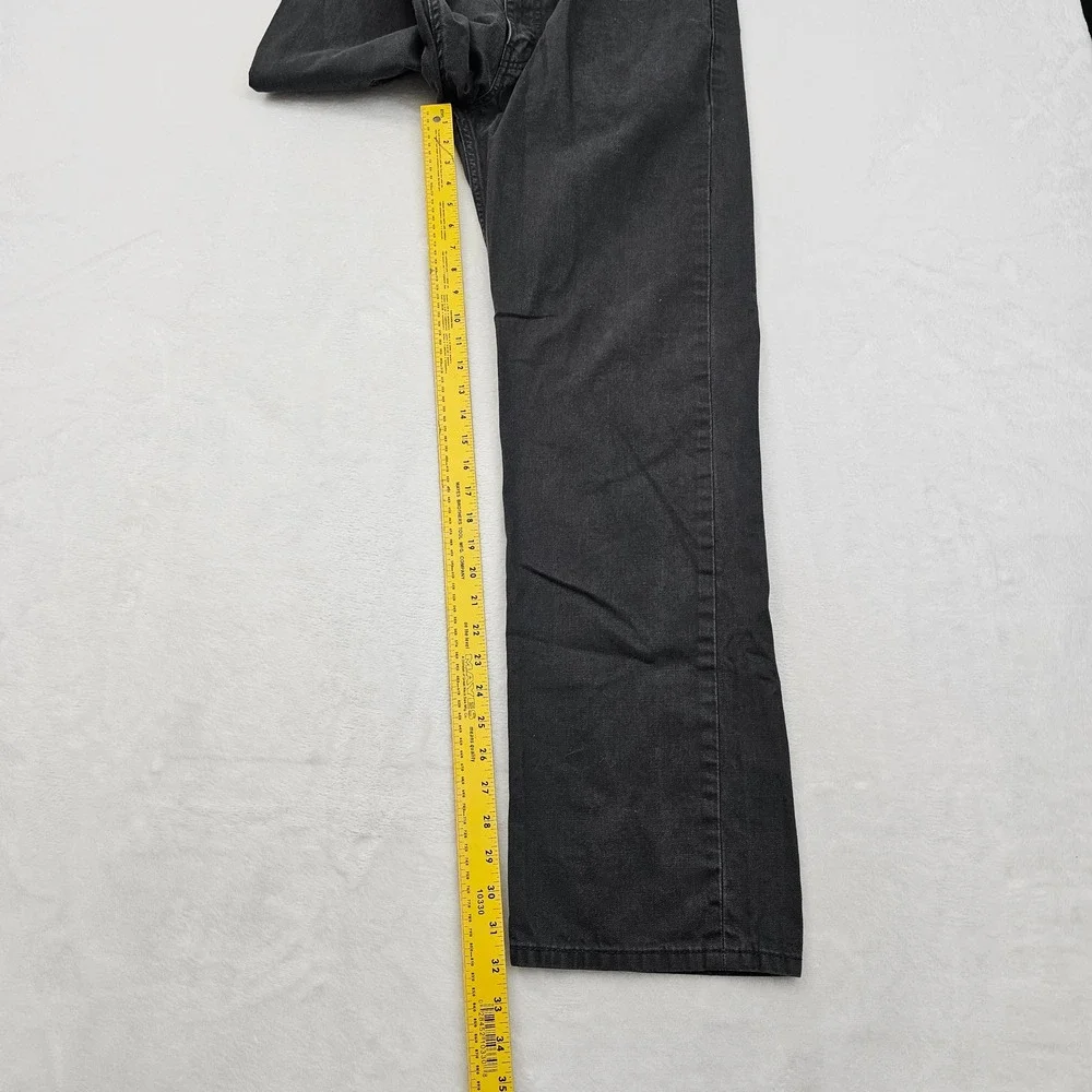 Levi's 505 Jeans Mens 36x32 Black Faded‎ Regular Straight White Tab Denim Skater